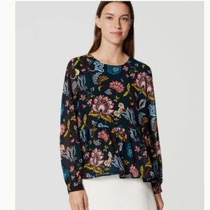 Loft Blouse L floral Navy